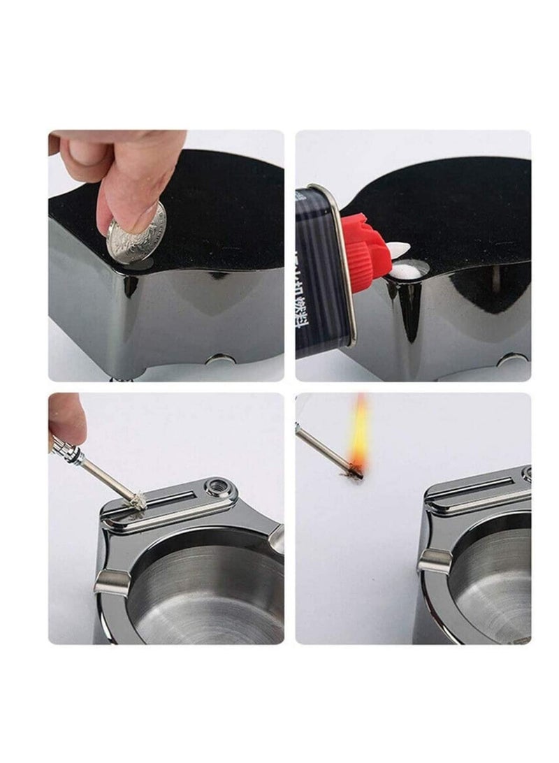 Retro Metal Ashtray, Ten Thousand Match Lighter Multifunction Ashtray for Men Gifts Home Office Decoration, Home Living Room Large Simple and Fashionable Office Ashtray - Image 2